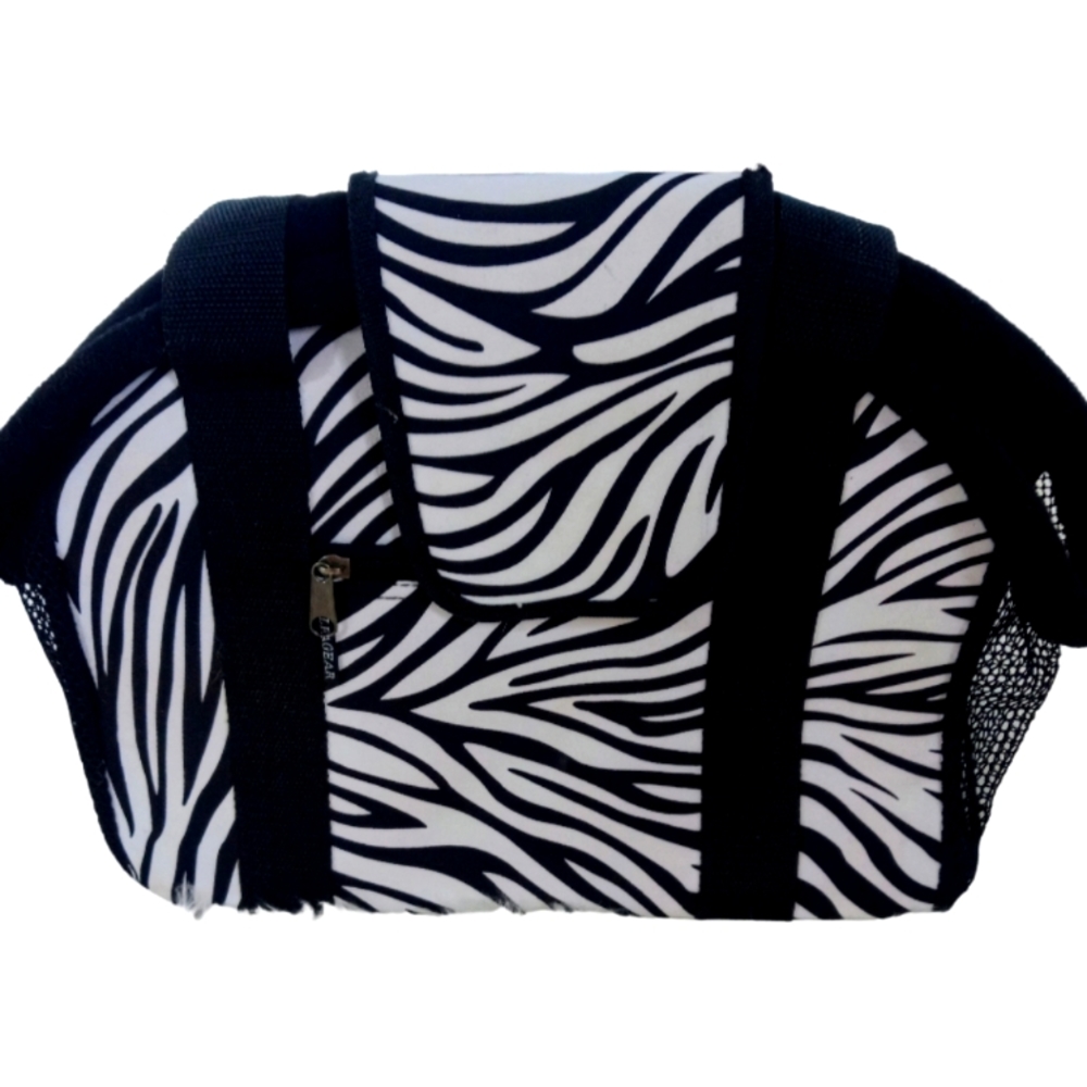 Alfagear small zebra animal print little animal carrier nice with Velcro closure